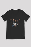 Neaera Baskılı Unisex Siyah V Yaka Tişört - Tshirt