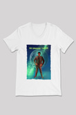 Neil De Grasse Tyson Baskılı Unisex V Yaka Beyaz Tişört - Tshirt
