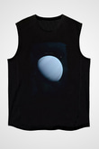 Neptün Fotoğraf Baskılı Unisex Kolsuz Siyah Tişört - Tshirt