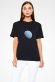 Neptün Fotoğraf Baskılı Unisex Siyah Tişört - Tshirt