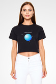 Neptün Siyah Crop Top Tişört