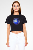 Neptün Siyah  Crop Top Tişört