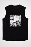 Nervo Baskılı Unisex Siyah Kolsuz Tişört