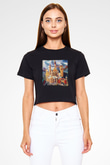 Neuschwanstein Şatosu Siyah Crop Top Tişört