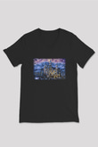 Neuschwanstein Şatosu Siyah Unisex V Yaka Tişört T-Shirt
