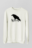 Nevermore Baskılı Beyaz Unisex Sweatshirt
