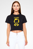 Nevermore Baskılı Siyah Crop Top Kadın Tişört - Tshirt