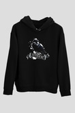 Nevermore Baskılı Unisex Siyah Kapüşonlu Sweatshirt