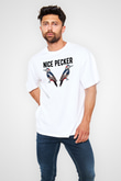 Nice Pecker Baskılı Unisex Beyaz Tişört