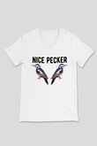 Nice Pecker Baskılı Unisex Beyaz  V Yaka Tişört