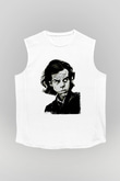 Nick Cave Baskılı Beyaz Unisex Kolsuz Tişört - Tshirt