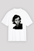 Nick Cave Baskılı Beyaz Unisex Oversize Tişört - Tshirt