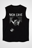 Nick Cave Baskılı Unisex Siyah Kolsuz Tişört - Tshirt