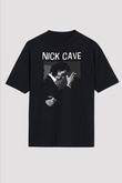 Nick Cave Baskılı Unisex Siyah Oversize Tişört - Tshirt