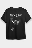 Nick Cave Baskılı Unisex Siyah Tişört - Tshirt