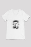 Nicky Romero Baskılı Beyaz V Yaka Unisex Tişört