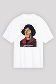 Nicolaus Copernicus Baskılı Unisex Oversize Beyaz Tişört - Tshirt