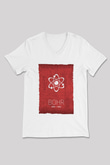 Niels Bohr Atom Modeli Baskılı Unisex V Yaka Beyaz Tişört - Tshirt