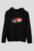 Nijer - Niger Bayrağı Baskılı Unisex Siyah Kapüşonlu Sweatshirt