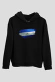 Nikaragua - Nicaragua Bayrağı Baskılı Unisex Siyah Kapüşonlu Sweatshirt