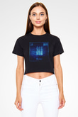 Nikel Elementi Atom Numarası Baskılı Siyah Kadın Crop Top Tişört
