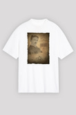 Nikola Tesla Baskılı Unisex Oversize Beyaz Tişört - Tshirt