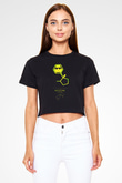 Nikotin Baskılı Crop Top Kadın Tİşört - Tshirt