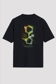 Nikotin Molekülü Baskılı Unisex Oversize Tişört - Tshirt