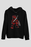 Ninja Deadpool Baskılı Siyah Unisex Hoodie