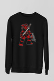 Ninja Deadpool Baskılı Siyah Unisex Sweatshirt