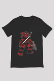 Ninja Deadpool Baskılı Siyah Unisex V Yaka Tişört