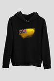 Niue Bayrağı Baskılı Unisex Siyah Kapüşonlu Sweatshirt