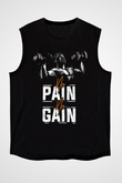 No pain No gain Baskılı Unisex Siyah  Kolsuz Tişört