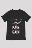 No pain No gain Baskılı Unisex Siyah  V Yaka Tişört