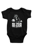 No Pain No Gain BaskılıSiyah  Bebek Body - Zıbın