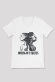 Nocturnal Depression Baskılı Beyaz Unisex V Yaka Tişört - Tshirt
