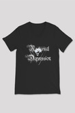 Nocturnal Depression Baskılı Unisex Siyah V Yaka Tişört - Tshirt
