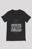 Nocturnal Depression Baskılı Unisex Siyah V Yaka Tişört - Tshirt
