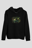Nöronlar Baskılı Unisex Siyah Kapüşonlu Sweatshirt