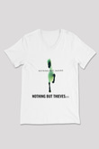 Nothing But Thieves Baskılı Beyaz Unisex V Yaka Tişört - Tshirt