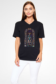 Notre Dame Katedrali Siyah Unisex V Yaka Tişört T-Shirt