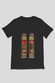 Notre Dame Katedrali Siyah Unisex V Yaka Tişört T-Shirt