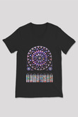 Notre Dame Katedrali Siyah Unisex V Yaka Tişört T-Shirt