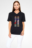 Notre Dame Katedrali Siyah Unisex V Yaka Tişört T-Shirt