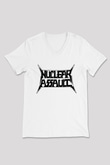 Nuclear Assault Beyaz Unisex V Yaka Tişört T-Shirt