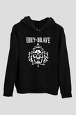 Obey the Brave Siyah Unisex Kapüşonlu Sweatshirt