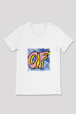 Odd Future Baskılı Beyaz V Yaka Unisex Tişört