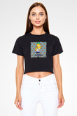 Odd Future Baskılı Crop Top Siyah Kadın Tişört