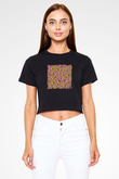 Odd Future Baskılı Crop Top Siyah Kadın Tişört