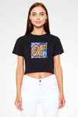 Odd Future Baskılı Crop Top Siyah Kadın Tişört